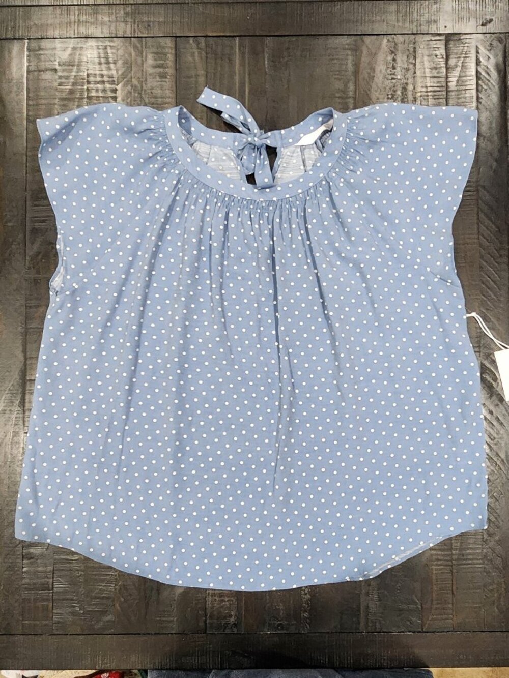 BNWT-LC LAUREN CONRAD WOMEN'S POLKA DOT BLOUSE-WITH TIE IN THE BACK-SIZE XXL